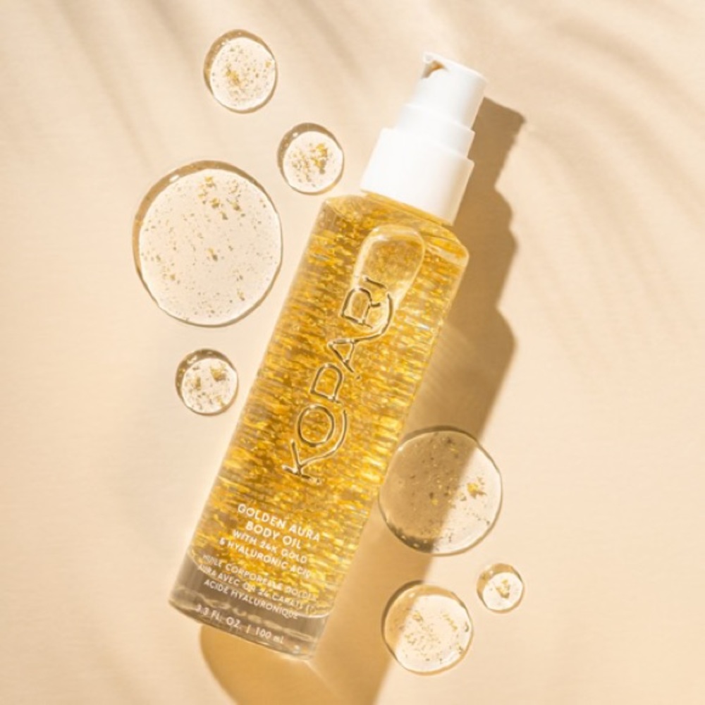 NIB Kopari Golden Aura Body Oil
with 24K Gold & Hyaluronic Acid 3.3 fl oz